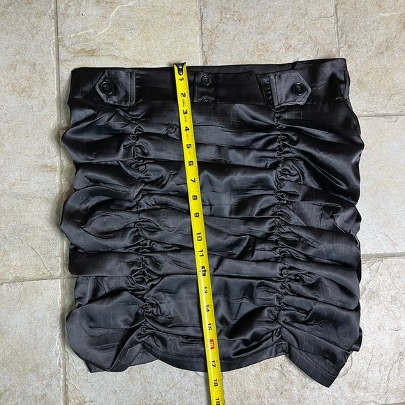 Tess Black Ruched Mini Skirt L Gothic Y2K Club Avant Garde Whimsigoth Steampunk - Picture 9 of 10